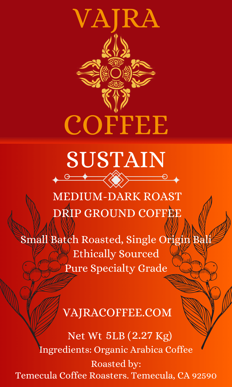 Sustain: Organic Medium-Dark Roast, Single Origin Bali - Vajra Coffee