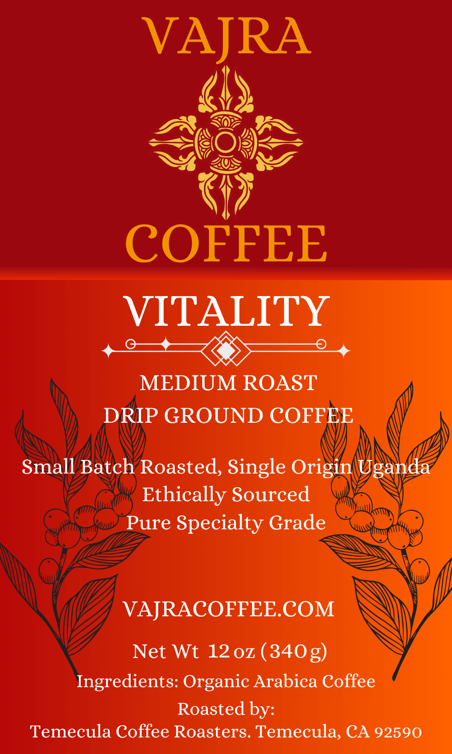 Vitality: Organic Medium Roast, Single Origin Uganda - Vajra Coffee