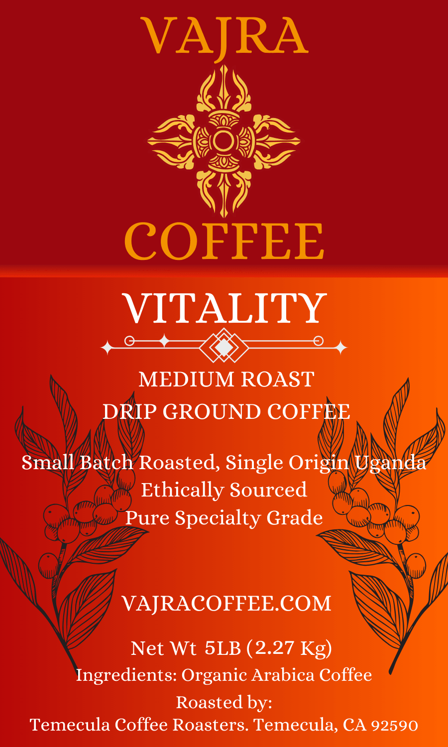 Vitality: Organic Medium Roast, Single Origin Uganda - Vajra Coffee