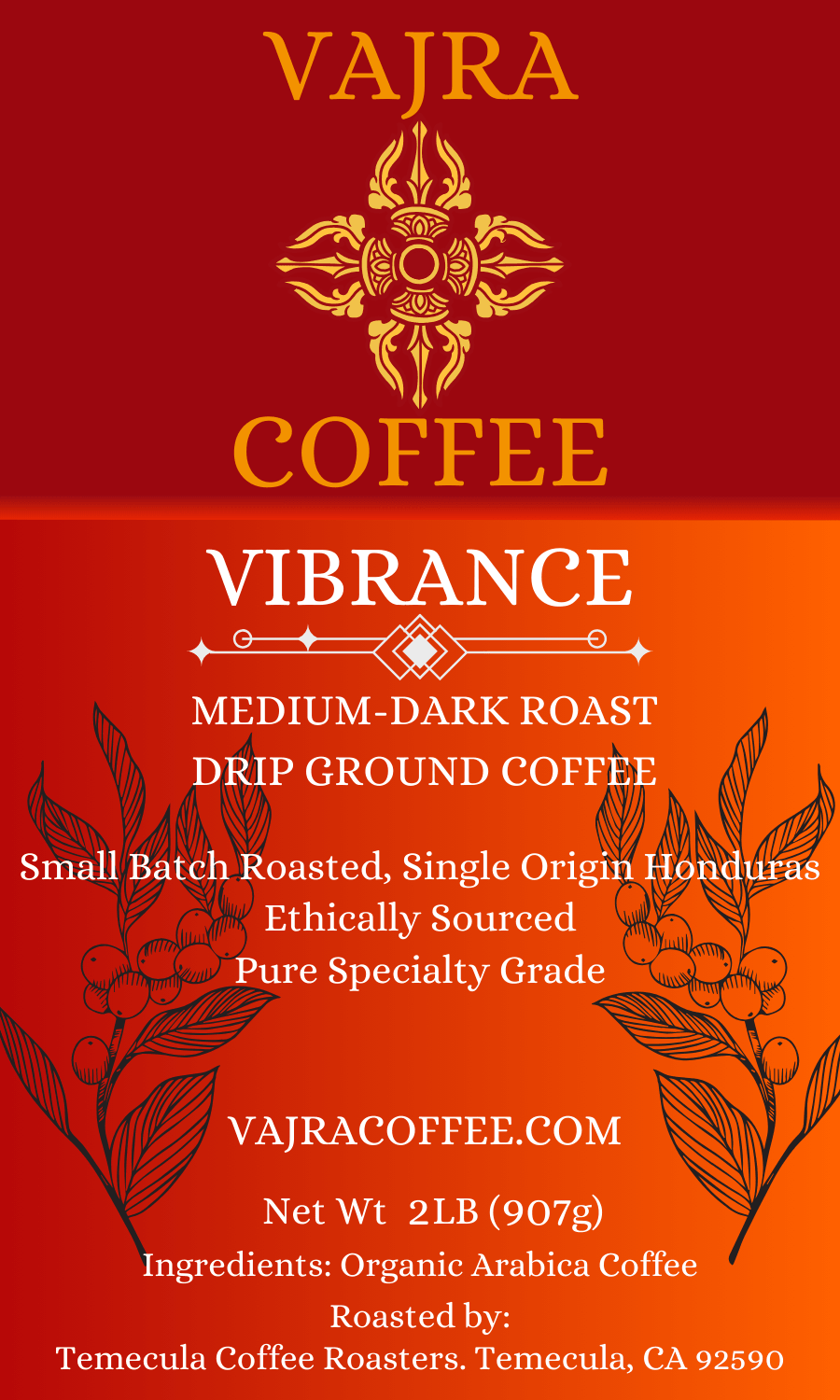 Vibrance: Organic Medium-Dark Roast, Single Origin Honduras - Vajra Coffee